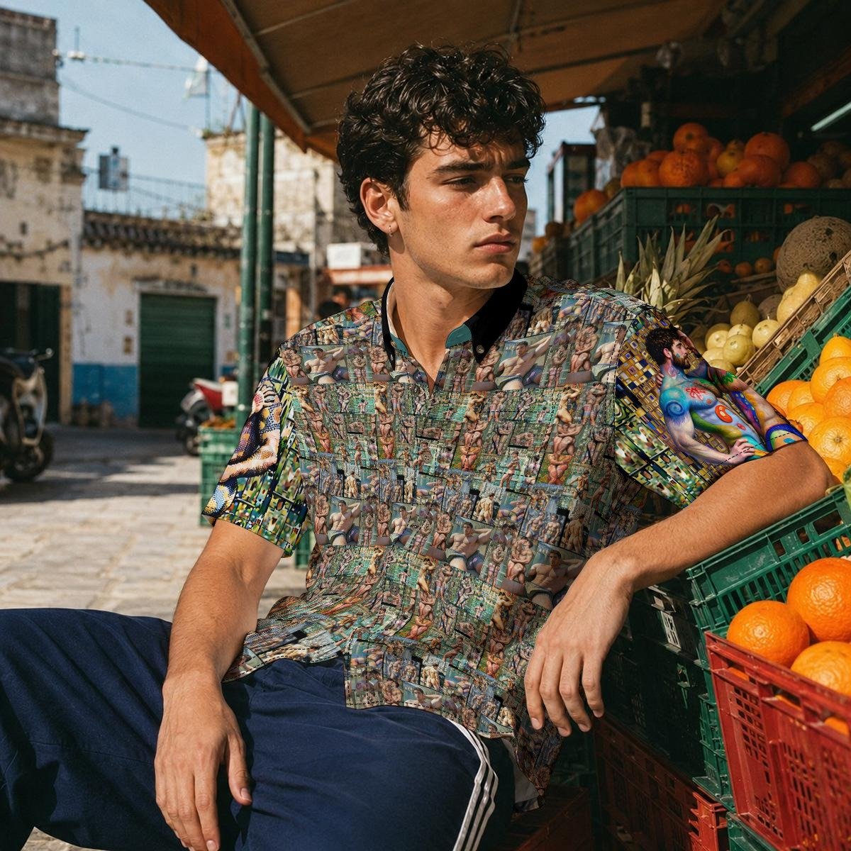The Bathers Club — All-Over Print Slub Cotton Shirt - Image 2