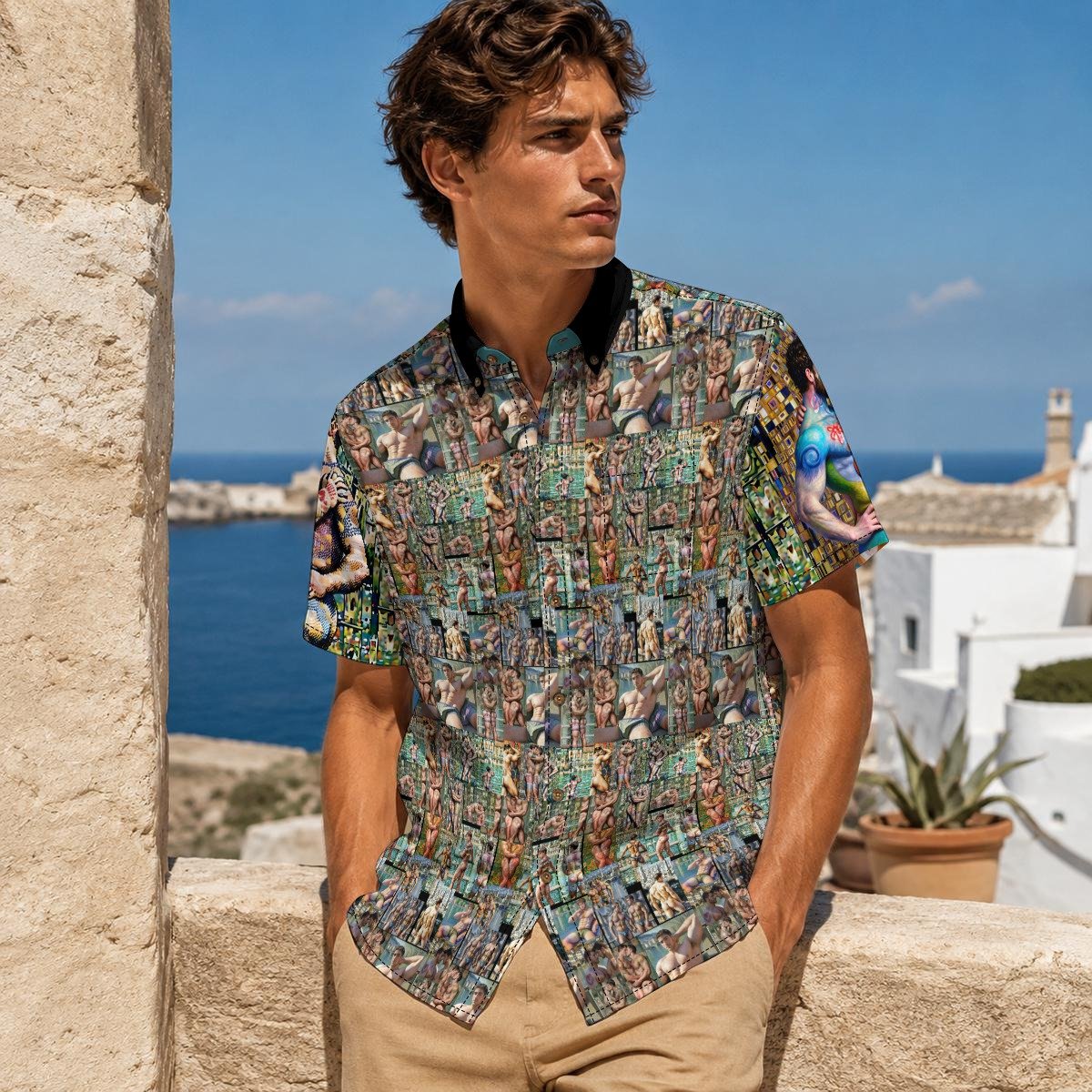 The Bathers Club — All-Over Print Slub Cotton Shirt