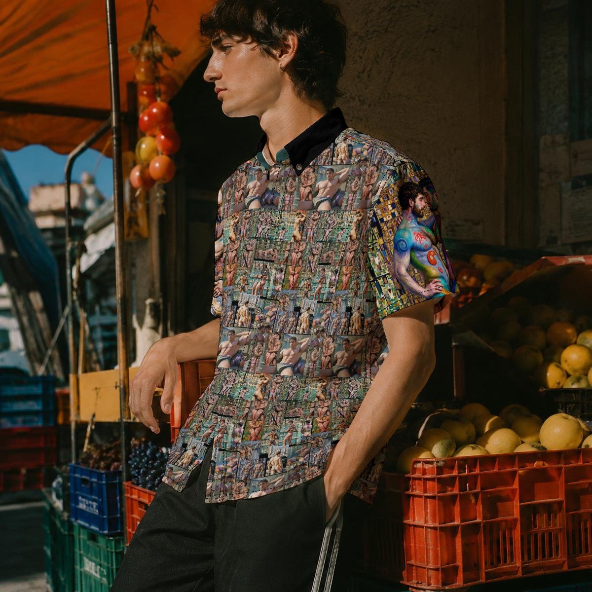 The Bathers Club — All-Over Print Slub Cotton Shirt - Image 3